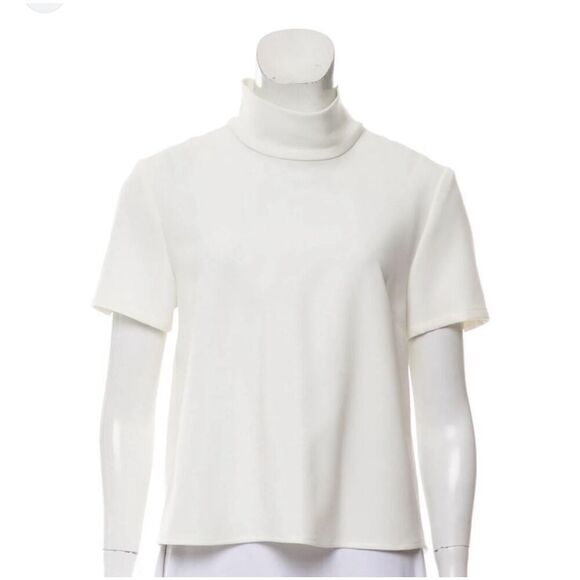 Rachel Comey  Jersey Buttoned Open Back Standing Collar  Short Sleeve Top 4 - Picture 1 of 9